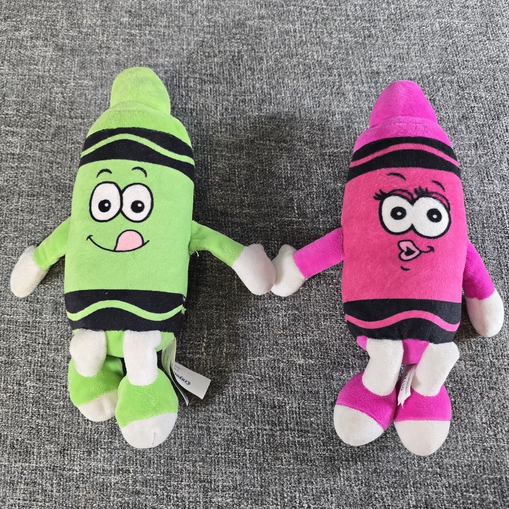 Crayola Jazzberry Jam & Screamin Green Crayon Plush Stuffed Character Bundle